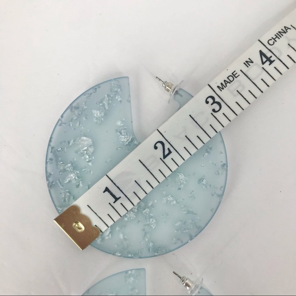 Matte Blue Acrylic Disk Earrings - Picture 6 of 6